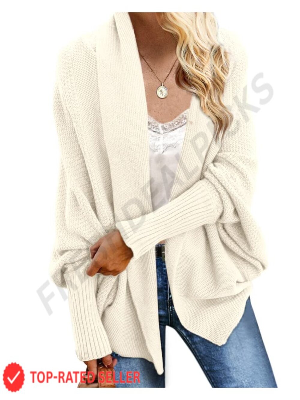 Women's Oversized Cable Knit Batwing Kimono Cardigan Sweater